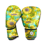 Blooming Sunflower Pattern Print Boxing Gloves