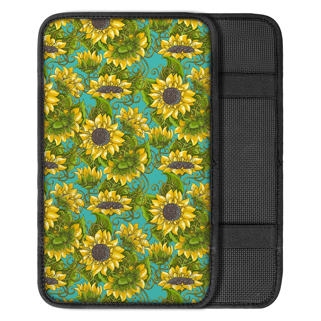 Blooming Sunflower Pattern Print Car Center Console Cover
