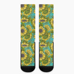 Blooming Sunflower Pattern Print Crew Socks