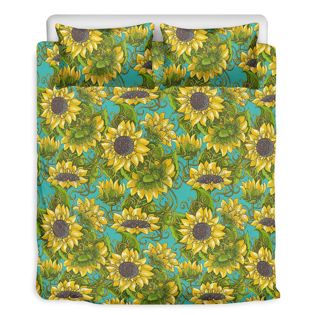 Blooming Sunflower Pattern Print Duvet Cover Bedding Set