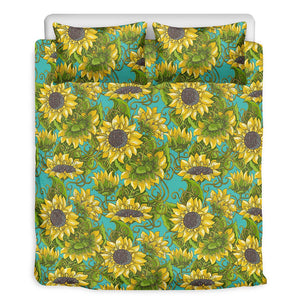 Blooming Sunflower Pattern Print Duvet Cover Bedding Set