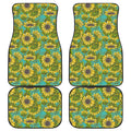 Blooming Sunflower Pattern Print Front and Back Car Floor Mats
