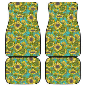 Blooming Sunflower Pattern Print Front and Back Car Floor Mats