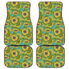 Blooming Sunflower Pattern Print Front and Back Car Floor Mats