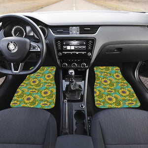 Blooming Sunflower Pattern Print Front and Back Car Floor Mats