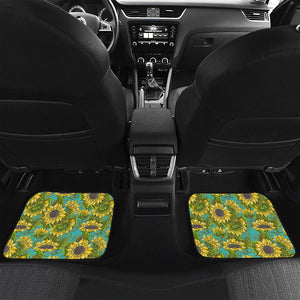 Blooming Sunflower Pattern Print Front and Back Car Floor Mats