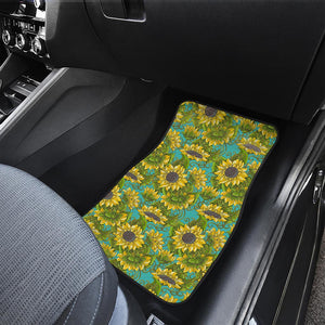 Blooming Sunflower Pattern Print Front and Back Car Floor Mats