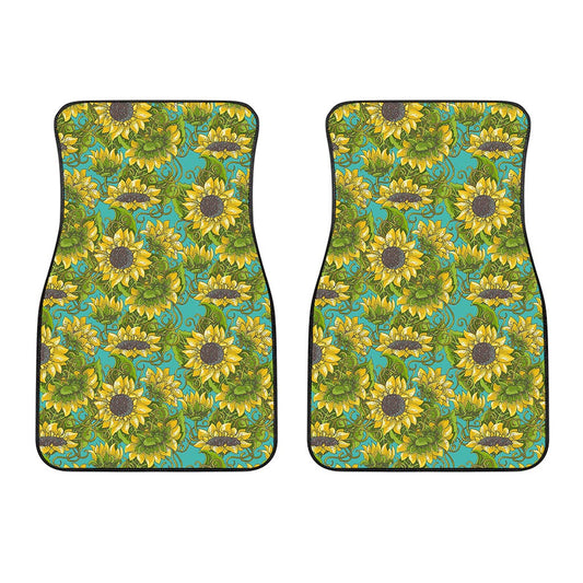 Blooming Sunflower Pattern Print Front Car Floor Mats