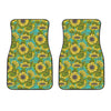 Blooming Sunflower Pattern Print Front Car Floor Mats