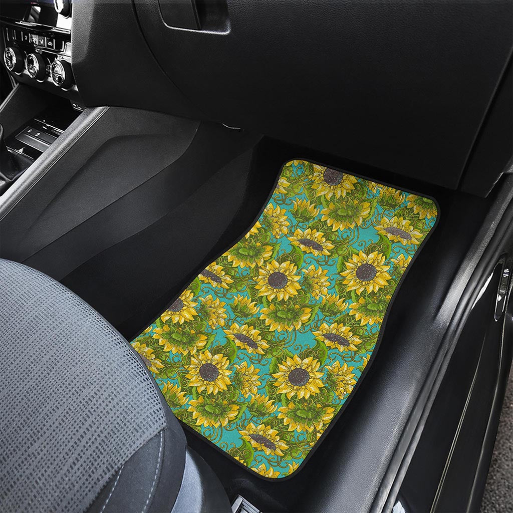 Blooming Sunflower Pattern Print Front Car Floor Mats