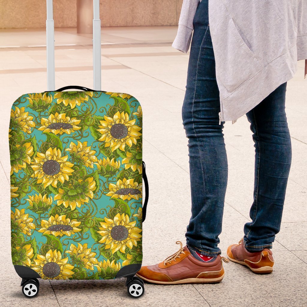 Blooming Sunflower Pattern Print Luggage Cover GearFrost
