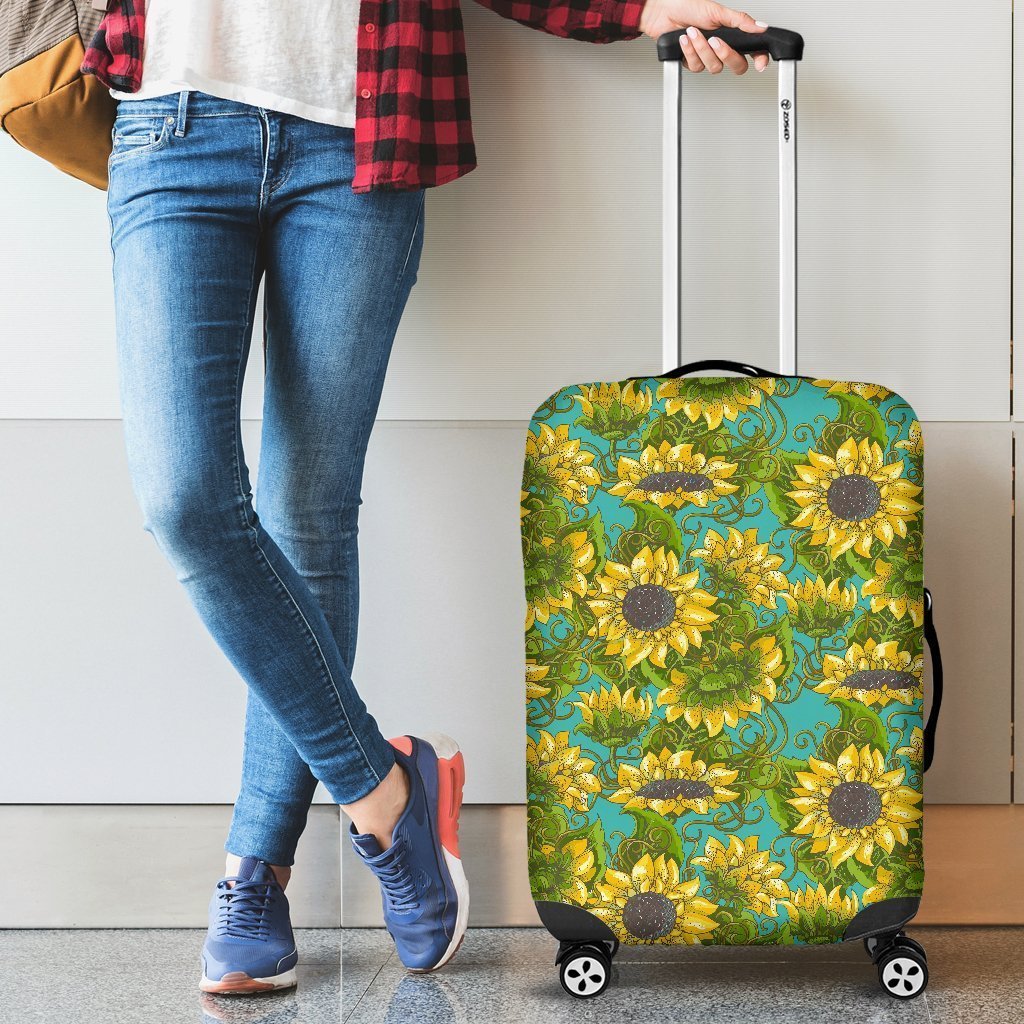 Blooming Sunflower Pattern Print Luggage Cover GearFrost