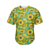 Blooming Sunflower Pattern Print Men's Baseball Jersey