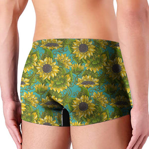 Blooming Sunflower Pattern Print Men's Boxer Briefs