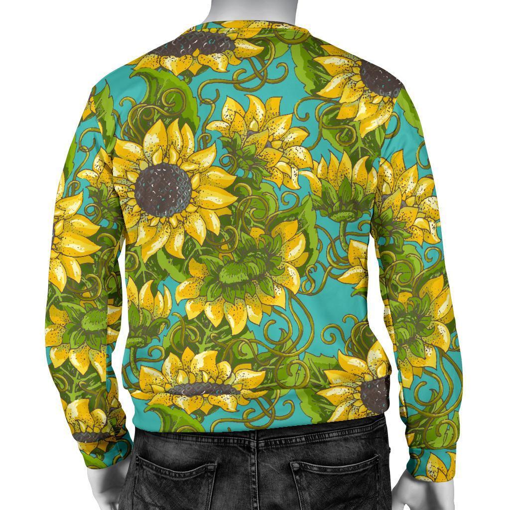 Blooming Sunflower Pattern Print Men's Crewneck Sweatshirt GearFrost