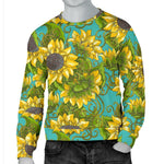 Blooming Sunflower Pattern Print Men's Crewneck Sweatshirt GearFrost