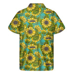 Blooming Sunflower Pattern Print Men's Short Sleeve Shirt