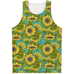 Blooming Sunflower Pattern Print Men's Tank Top