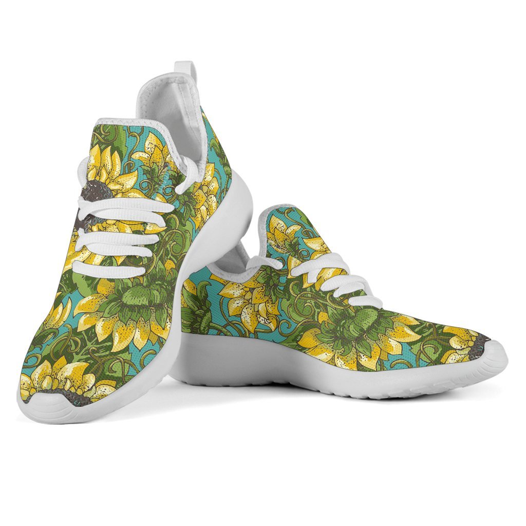 Blooming Sunflower Pattern Print Mesh Knit Shoes GearFrost