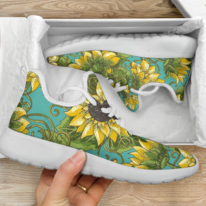 Blooming Sunflower Pattern Print Mesh Knit Shoes GearFrost