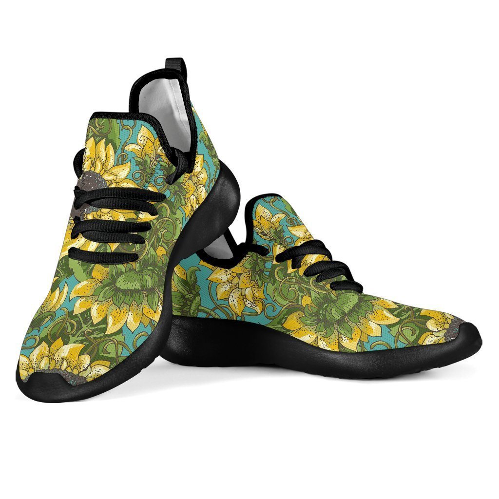 Blooming Sunflower Pattern Print Mesh Knit Shoes GearFrost