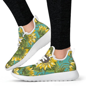 Blooming Sunflower Pattern Print Mesh Knit Shoes GearFrost