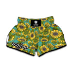 Blooming Sunflower Pattern Print Muay Thai Boxing Shorts