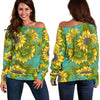 Blooming Sunflower Pattern Print Off Shoulder Sweatshirt GearFrost