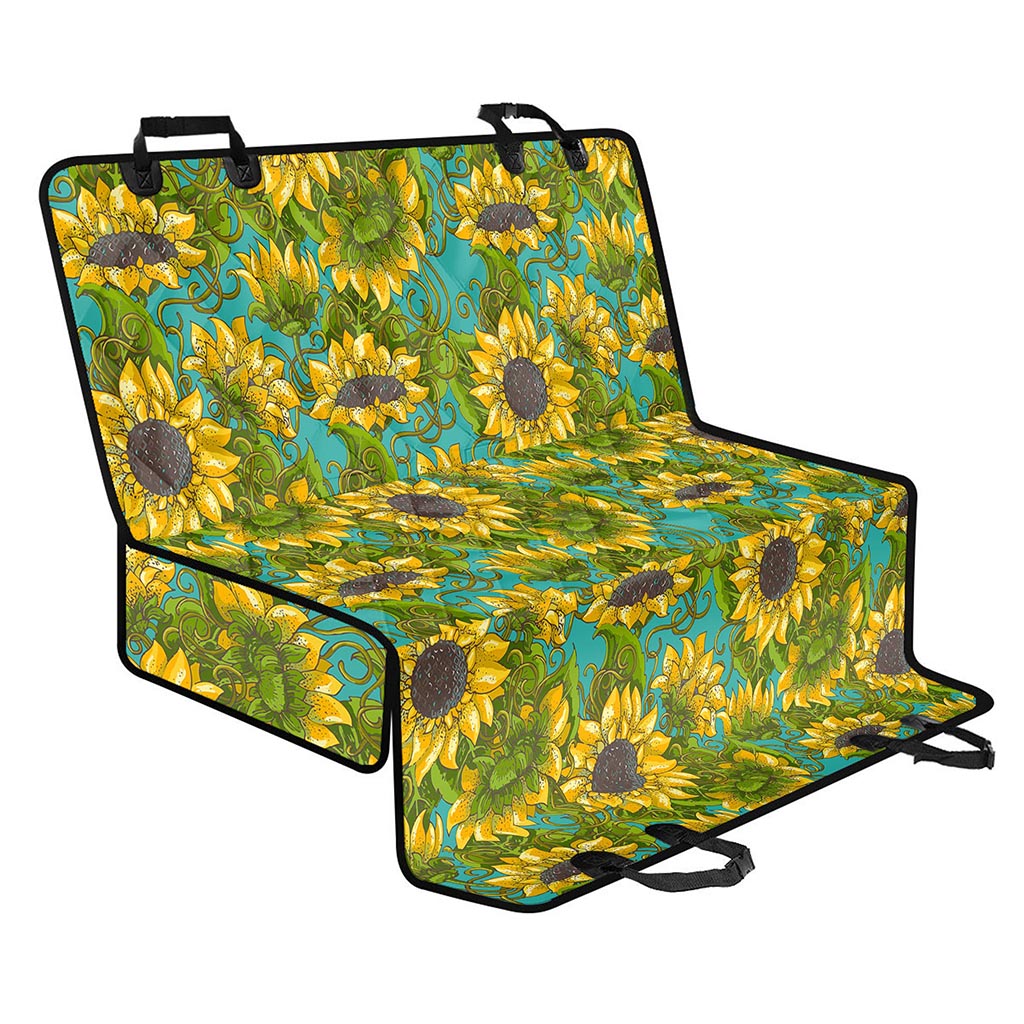 Blooming Sunflower Pattern Print Pet Car Back Seat Cover