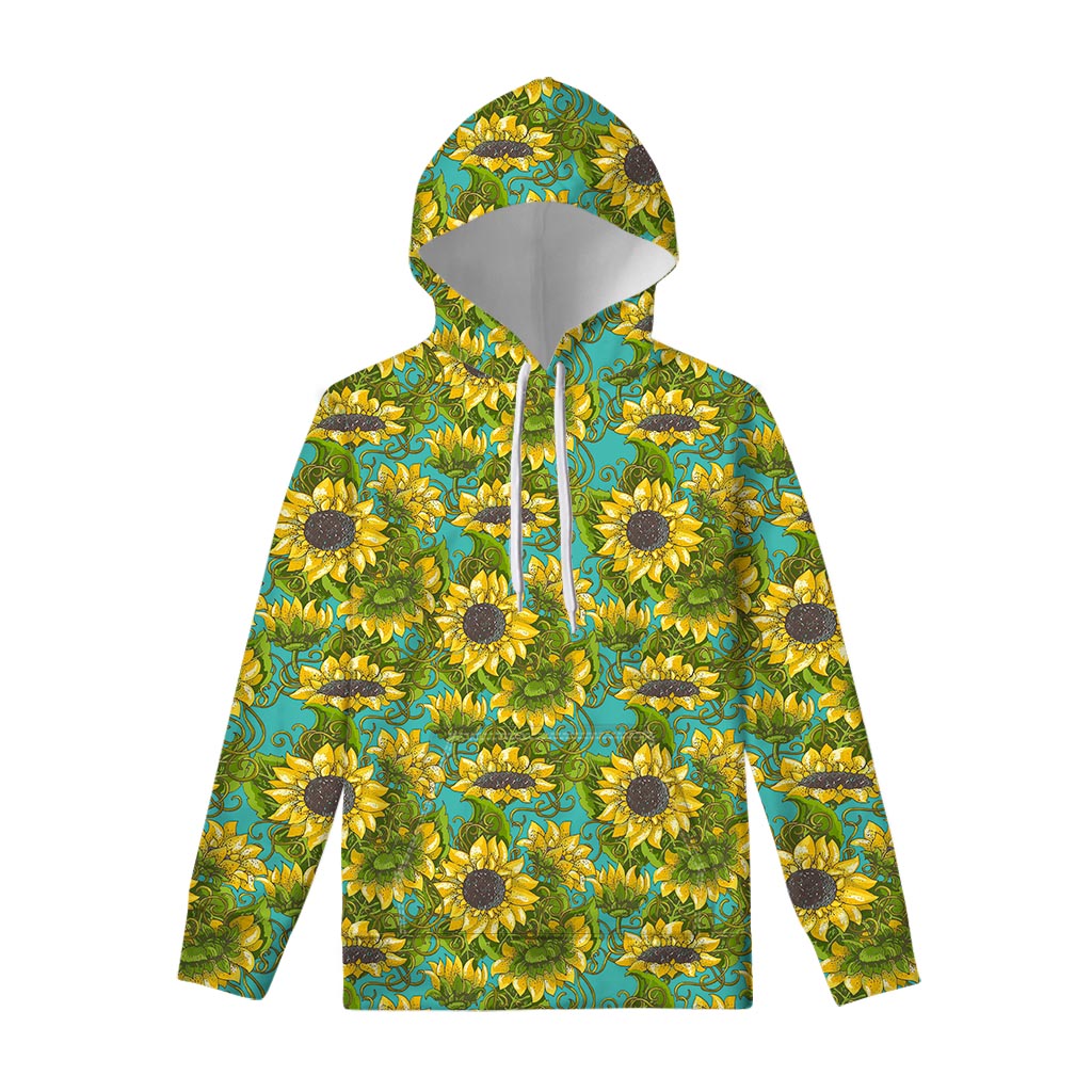 Blooming Sunflower Pattern Print Pullover Hoodie