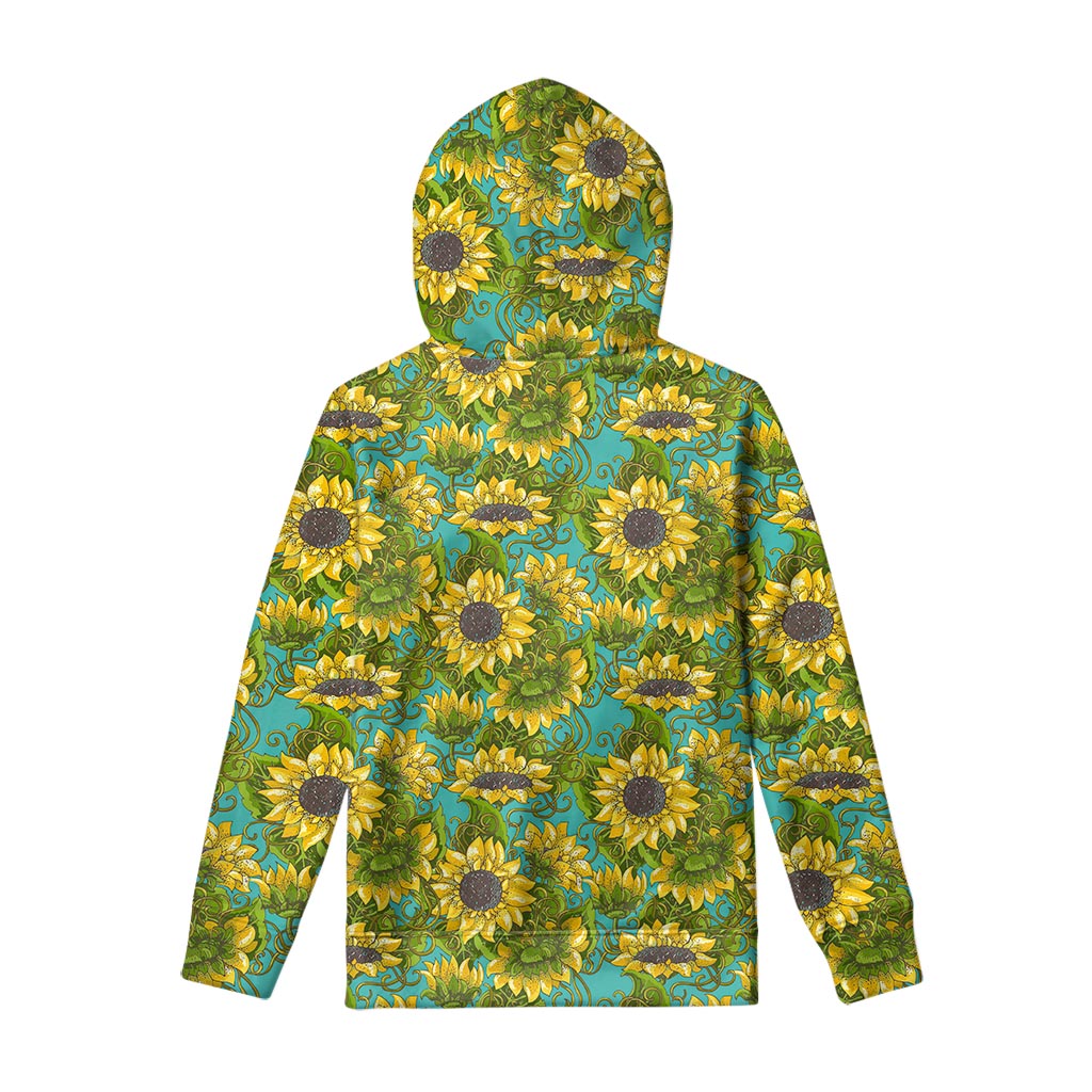 Blooming Sunflower Pattern Print Pullover Hoodie