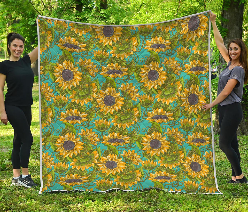 Blooming Sunflower Pattern Print Quilt