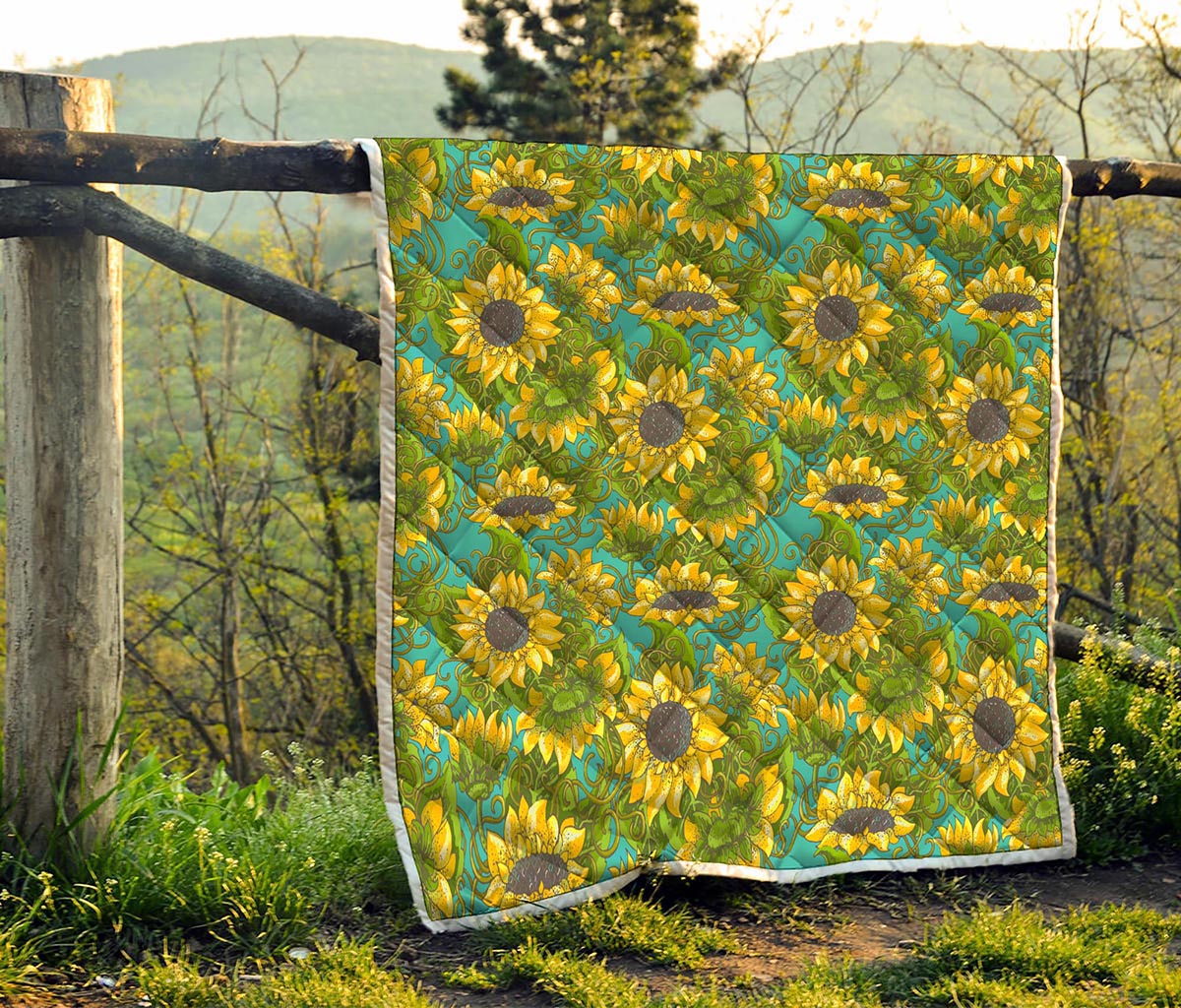 Blooming Sunflower Pattern Print Quilt