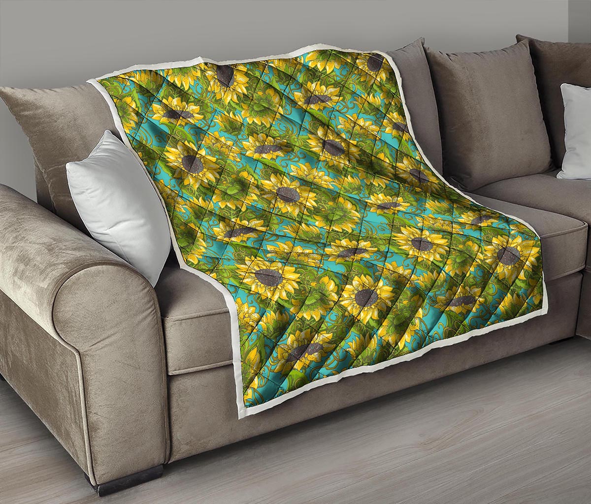 Blooming Sunflower Pattern Print Quilt