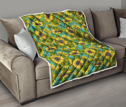 Blooming Sunflower Pattern Print Quilt