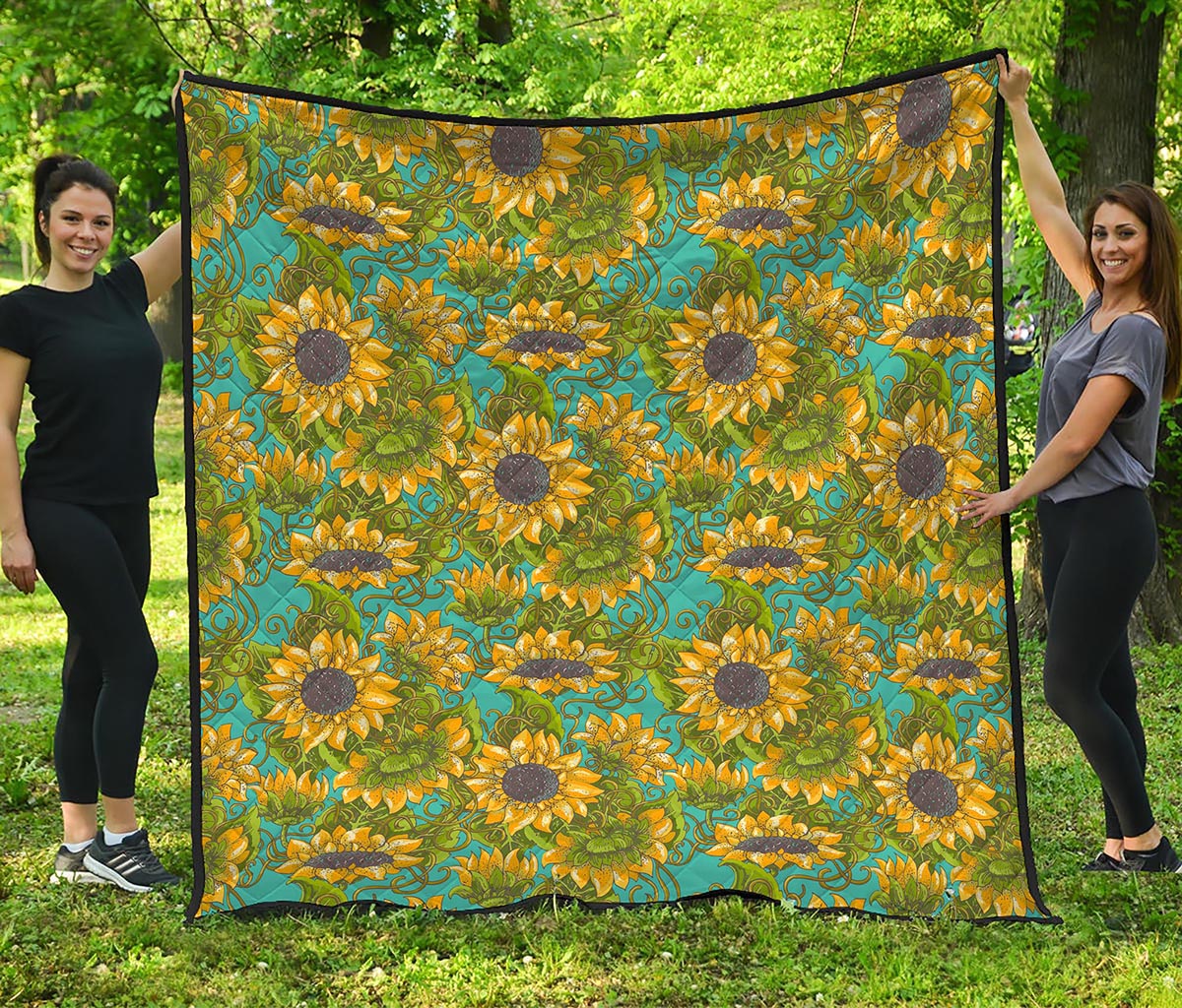 Blooming Sunflower Pattern Print Quilt