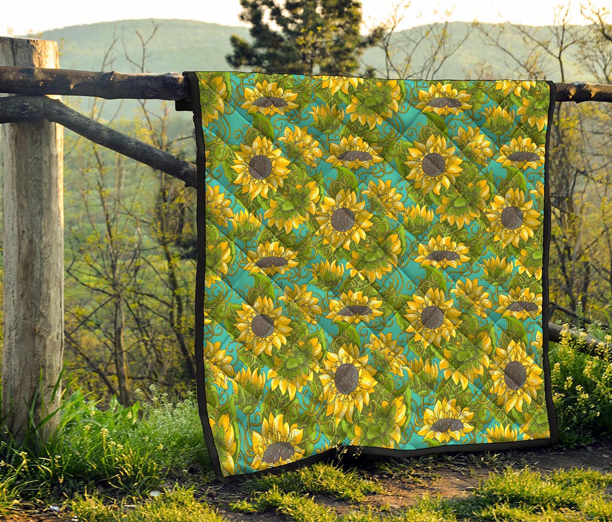 Blooming Sunflower Pattern Print Quilt