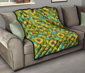 Blooming Sunflower Pattern Print Quilt
