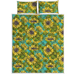 Blooming Sunflower Pattern Print Quilt Bed Set