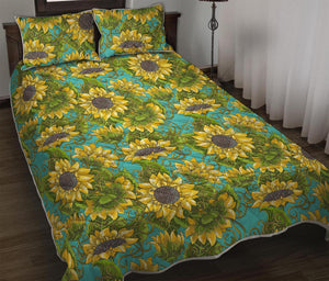 Blooming Sunflower Pattern Print Quilt Bed Set