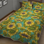 Blooming Sunflower Pattern Print Quilt Bed Set