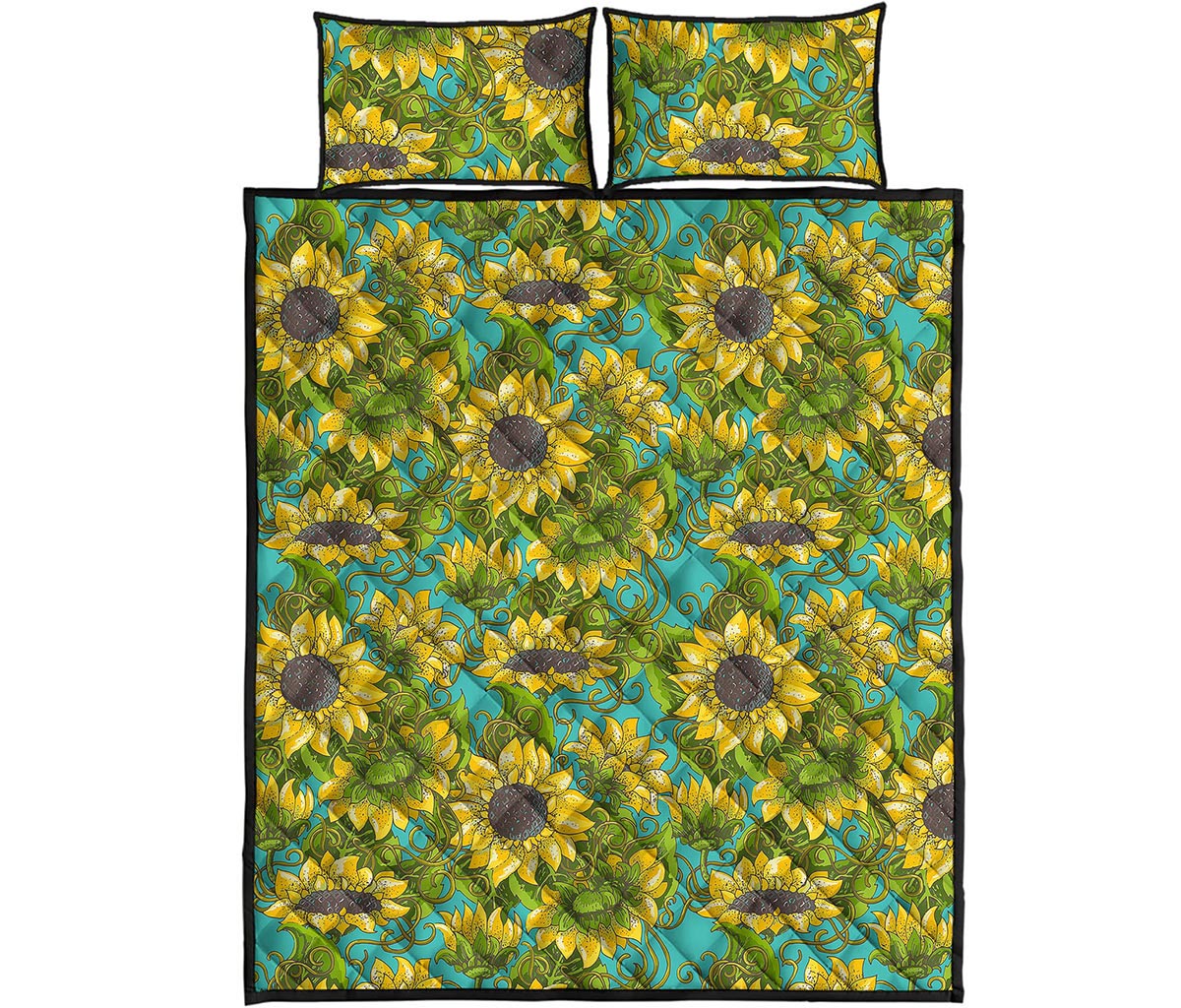 Blooming Sunflower Pattern Print Quilt Bed Set