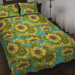 Blooming Sunflower Pattern Print Quilt Bed Set