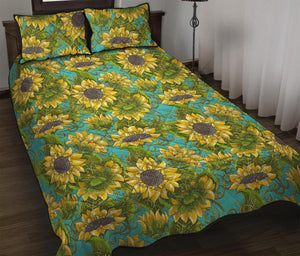 Blooming Sunflower Pattern Print Quilt Bed Set