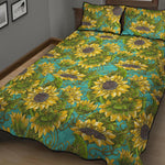 Blooming Sunflower Pattern Print Quilt Bed Set