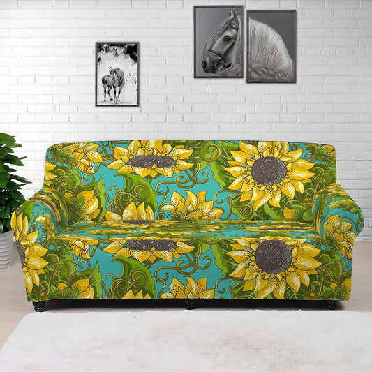 Blooming Sunflower Pattern Print Sofa Cover