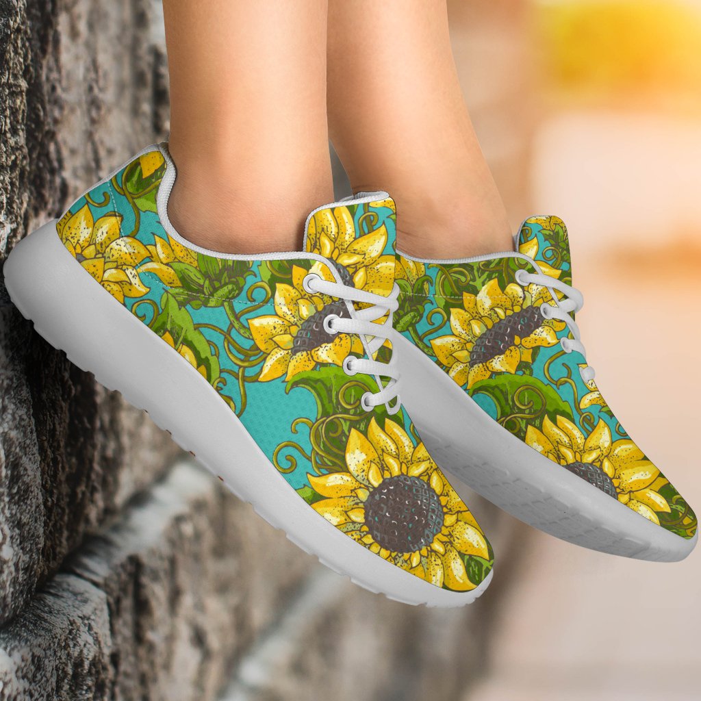 Blooming Sunflower Pattern Print Sport Shoes GearFrost