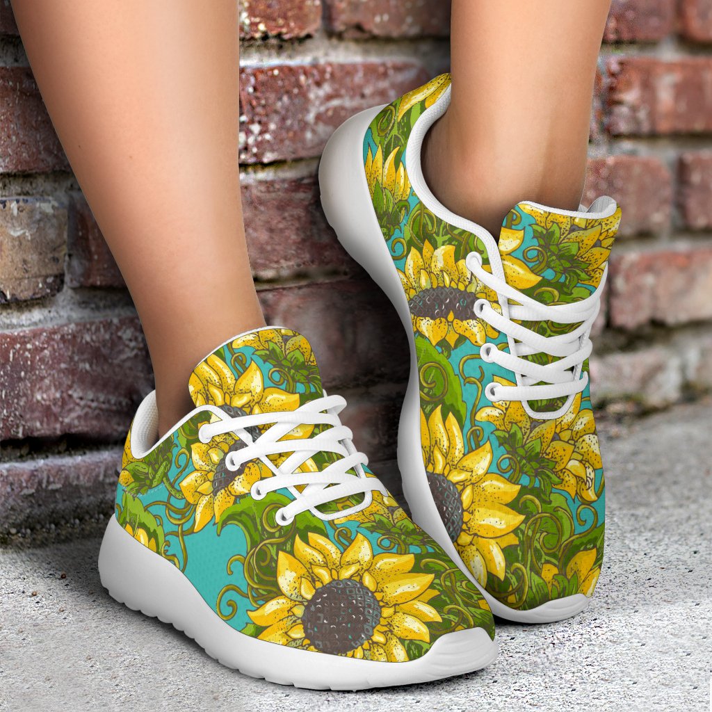 Blooming Sunflower Pattern Print Sport Shoes GearFrost