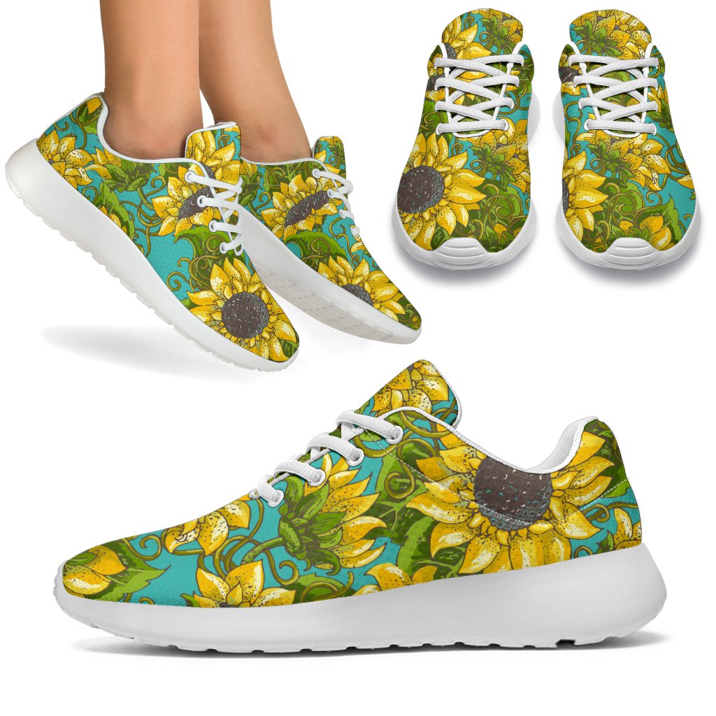 Blooming Sunflower Pattern Print Sport Shoes GearFrost