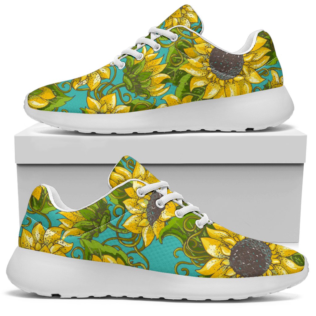 Blooming Sunflower Pattern Print Sport Shoes GearFrost